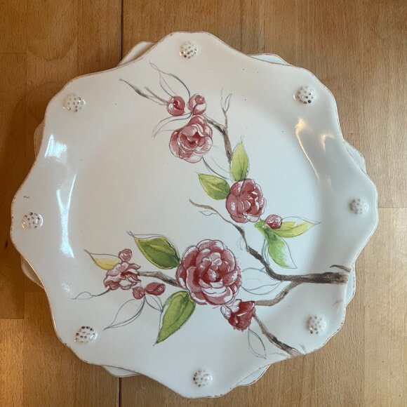 Juliska Berry & Thread Floral Sketch Dessert/Salad Plate - Camellia - Set of 4 - Picture 2 of 2